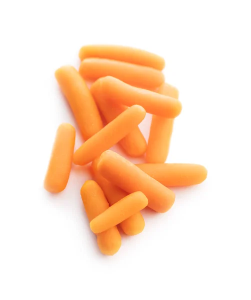 Baby Wortelgroente Mini Oranje Wortelen Geïsoleerd Witte Achtergrond — Stockfoto
