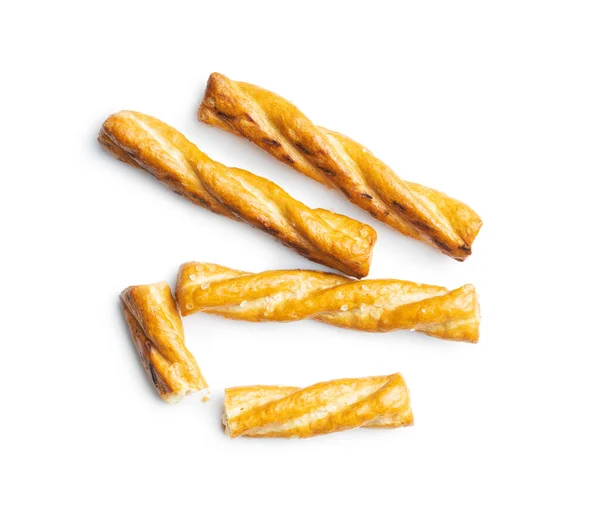 Salted Pretzel Sticks Salted Crackers Isolated White Background — Stock Photo, Image