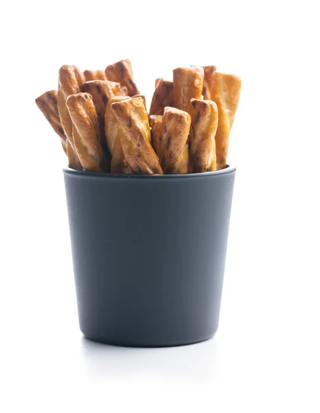 Palitos Pretzel Salados Galletas Saladas Aisladas Sobre Fondo Blanco — Foto de Stock