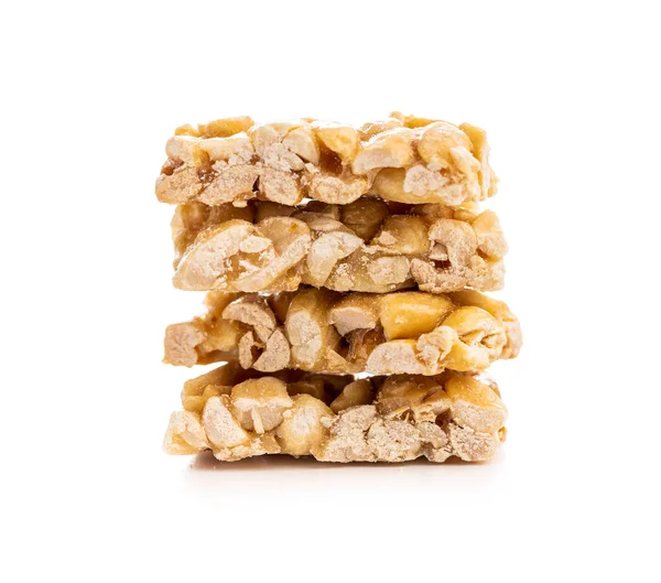 Sweet peanut bars isolated on a white background.