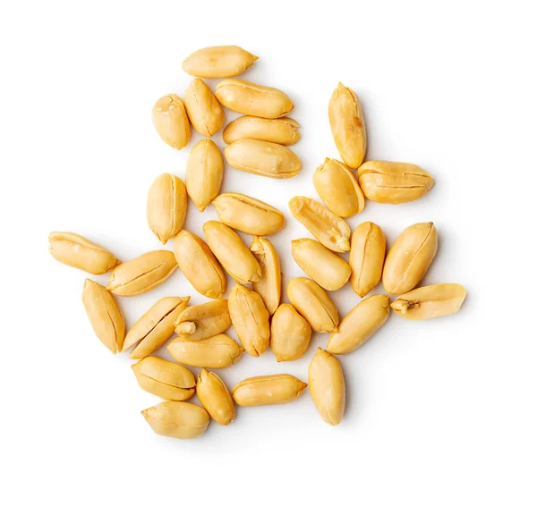 Amendoins Descascados Torrados Isolados Sobre Fundo Branco — Fotografia de Stock