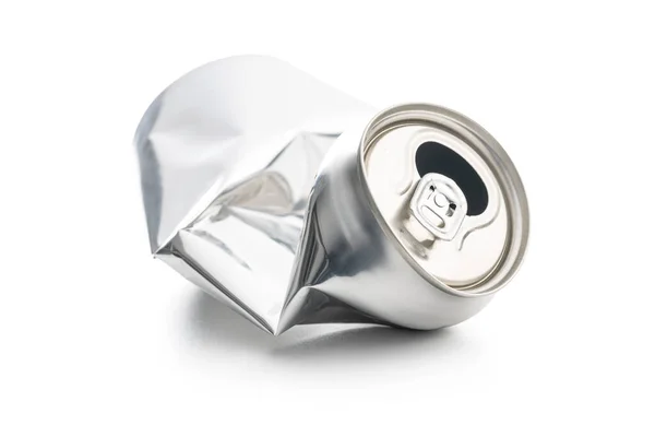 Empty Crumpled Can Isolated White Background — Stockfoto