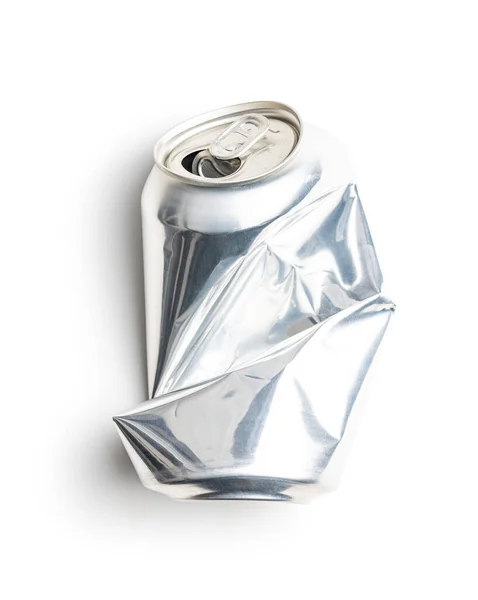 Empty Crumpled Can Isolated White Background Stock Obrázky