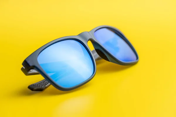 Fashion Sunglasses Yellow Background Stockbild