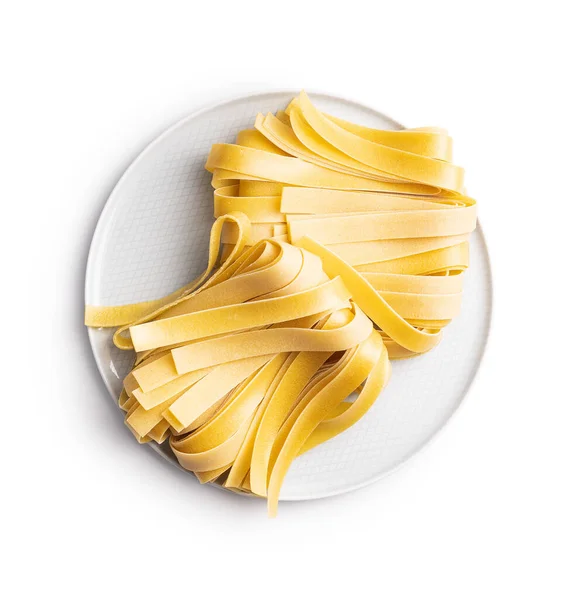 Uncooked Pappardelle Pasta Isolated White Background ロイヤリティフリーのストック写真