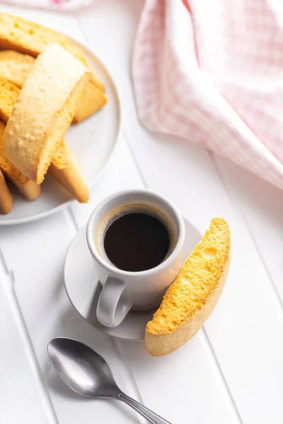 Süße Anicini Kekse Und Kaffeetasse Italienische Kekse Mit Anisgeschmack Auf — Stockfoto