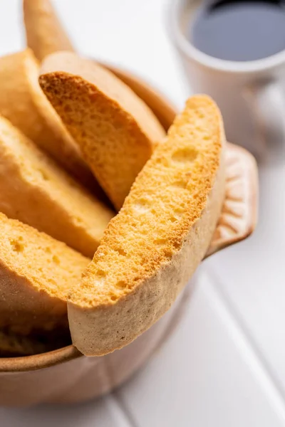 Sweet Anicini Cookies Italian Biscotti Anise Flavor Bowl White Table — Stockfoto