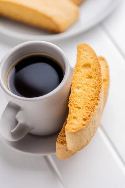 Sweet Anicini Cookies Coffee Cup Italian Biscotti Anise Flavor White — 스톡 사진