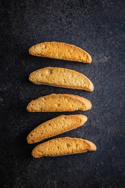 Sweet Anicini Cookies Italian Biscotti Anise Flavor Black Table Top — ストック写真