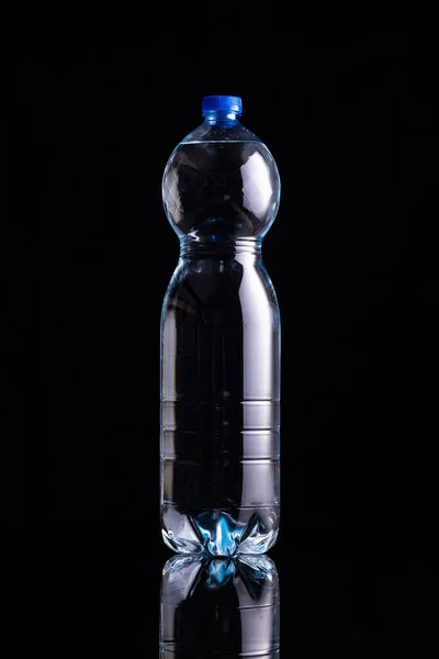 Plastic Bottle Water Black Background — Photo