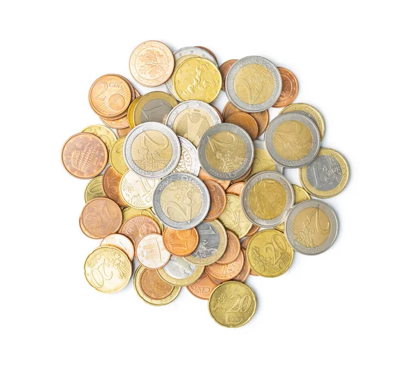 Beyaz Bir Arka Plan Üzerinde Izole Euro Coins — Stok fotoğraf