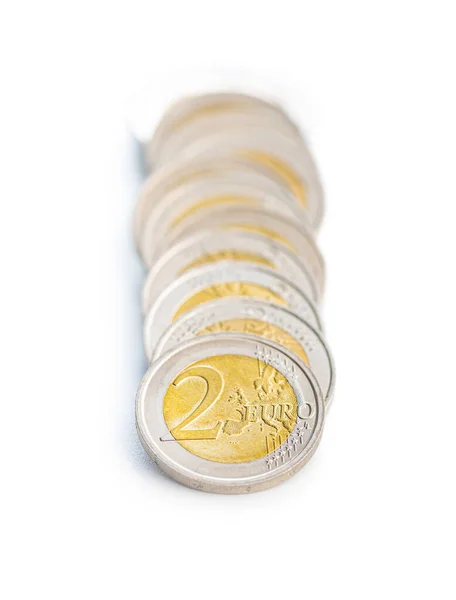 Stack Euro Coins Isolated White Background Φωτογραφία Αρχείου