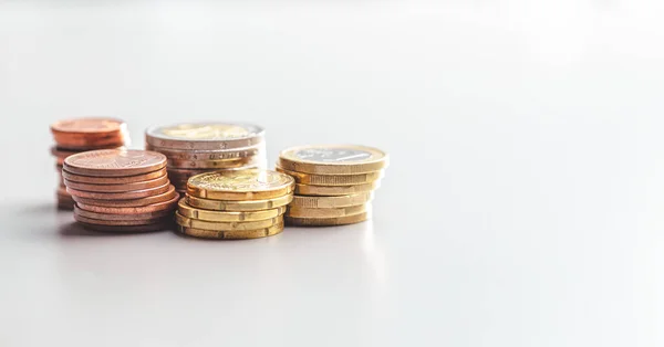 Stack Euro Coins Gray Table — Foto Stock