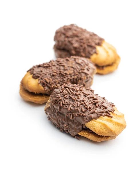 Маленькі Четверо Шоколадними Зморшками Міні Шоколадний Десерт Ізольований Білому Тлі Ліцензійні Стокові Зображення