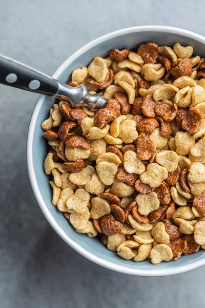 Breakfast Cereal Flakes Bowl Top View Foto Stock