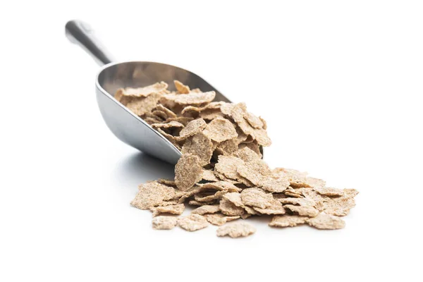 Whole Grain Cereal Flakes Scoop Wholegrain Breakfast Cereals Isolated White — Foto Stock