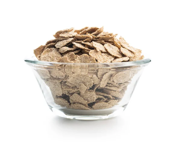 Whole Grain Cereal Flakes Bowl Wholegrain Breakfast Cereals Isolated White — Foto de Stock