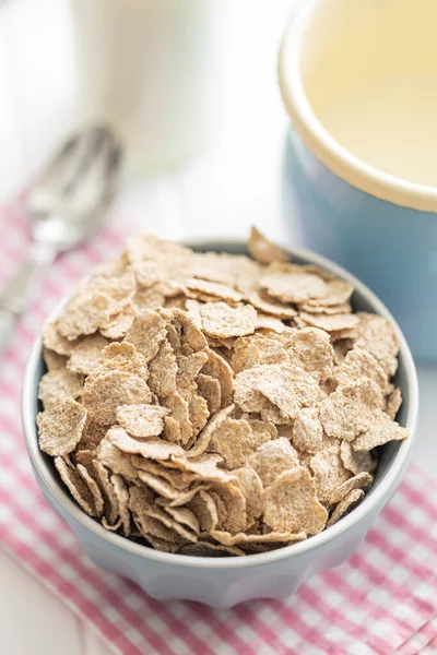 Whole Grain Cereal Flakes Wholegrain Breakfast Cereals Bowl Kitchen Table — Stock Photo, Image