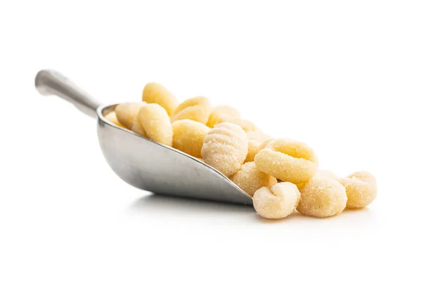 Uncooked Potato Gnocchi Scoop Isolated White Background — Stock Photo, Image