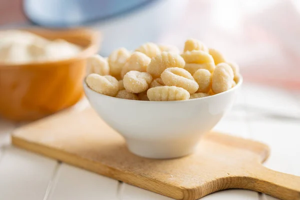 Uncooked Potato Gnocchi Bowl Tasty Italian Food — Stock Photo, Image