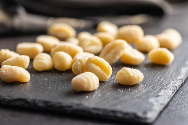 Uncooked Potato Gnocchi Cutting Board Tasty Italian Food Stockbild