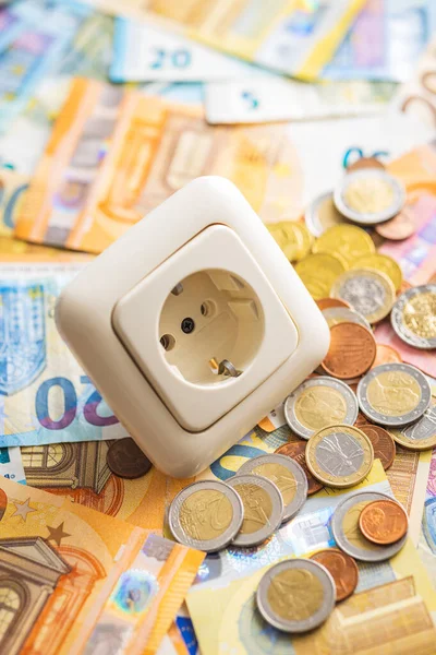 Electric Socket Euro Money Concept Increasing Electricity Prices — ストック写真