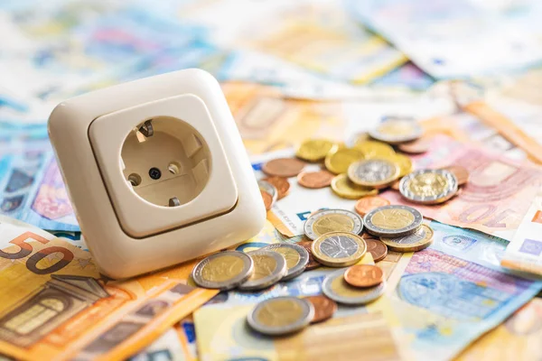 Electric Socket Euro Money Concept Increasing Electricity Prices — ストック写真