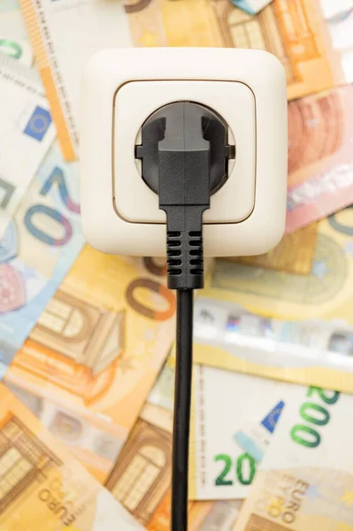 Electric Wall Socket Euro Money Concept Increasing Electricity Prices Top — ストック写真