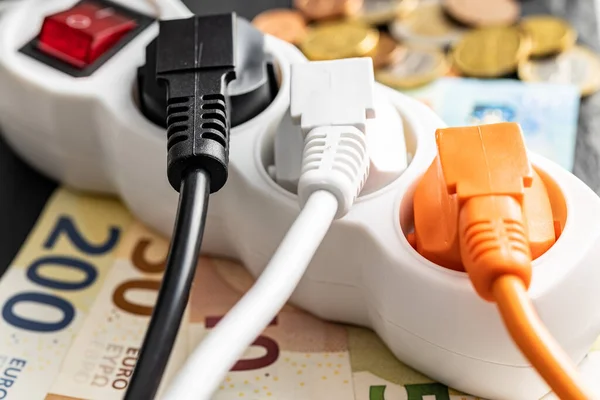 Electric Plugs Socket Euro Money Concept Increasing Electric Prices — ストック写真