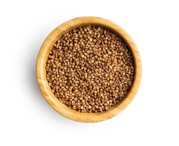 Uncooked Buckwheat Grain Bowl Isolated White Background — Stock fotografie