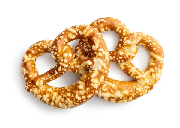 Bretzel Pain Allemand Fromage Cuit Isolé Sur Fond Blanc — Photo