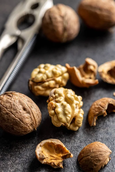 Peeled Walnut Dark Table — Stock Photo, Image