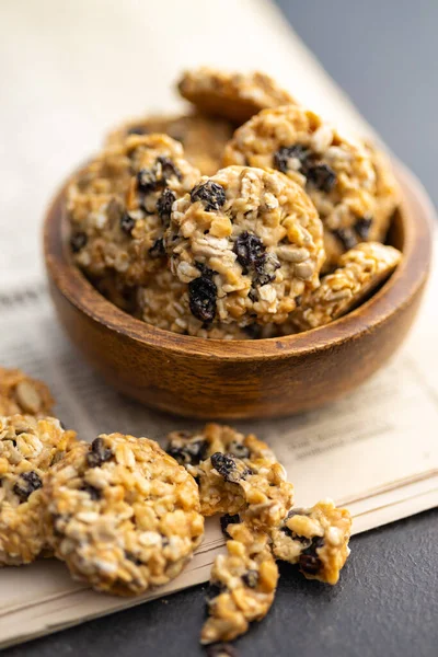 Biscuits Complets Avoine Cookies Aux Flocons Avoine Raisins Secs Dans — Photo