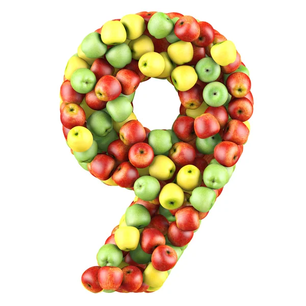 Nine made from apples — Stock Photo, Image