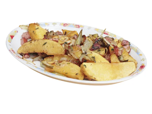 Жареный картофель на тарелке. — стоковое фото