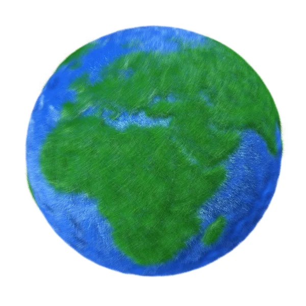 毛皮製の緑の地球. — ストック写真