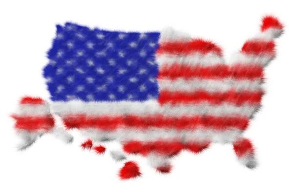 USA flag made from fur on map — Stock Photo, Image