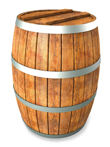Un barril de madera. aislado en blanco —  Fotos de Stock