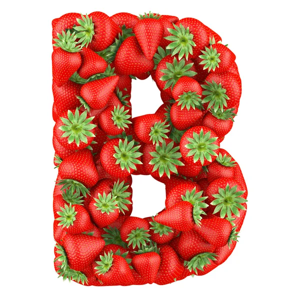 Scrisoare - B din căpșuni. Izolat pe un alb . — Fotografie, imagine de stoc