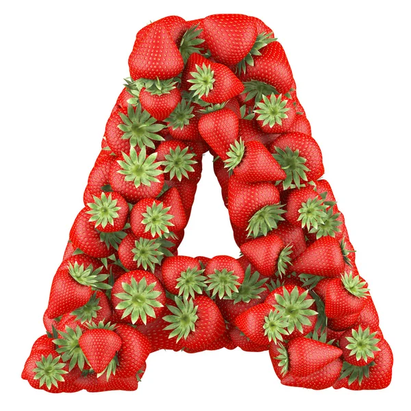 Letter - A made of Strawberry. Isolated on a white. — Stock Photo, Image