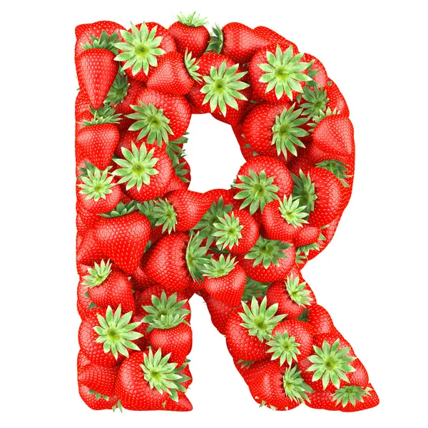 Letter - R made of Strawberry. Isolated on a white. — Stock Photo, Image