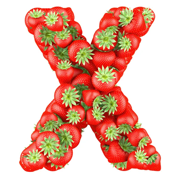 Letter - X made of Strawberry. Isolated on a white. — Stock Photo, Image