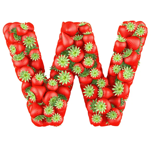 Letter - W made of Strawberry. Isolated on a white. — Stock Photo, Image