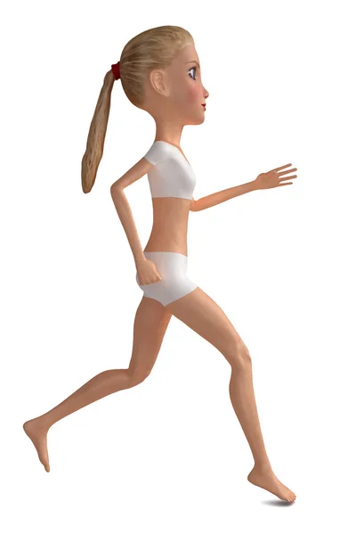 Chica deportiva en ropa blanca. Aislado sobre blanco. Personaje 3D — Foto de Stock
