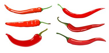 hot chilli biber kümesi. beyaz izole