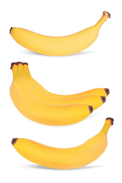 Conjunto de bananas. Ilustração vetorial realista. Isolado em branco — Vetor de Stock