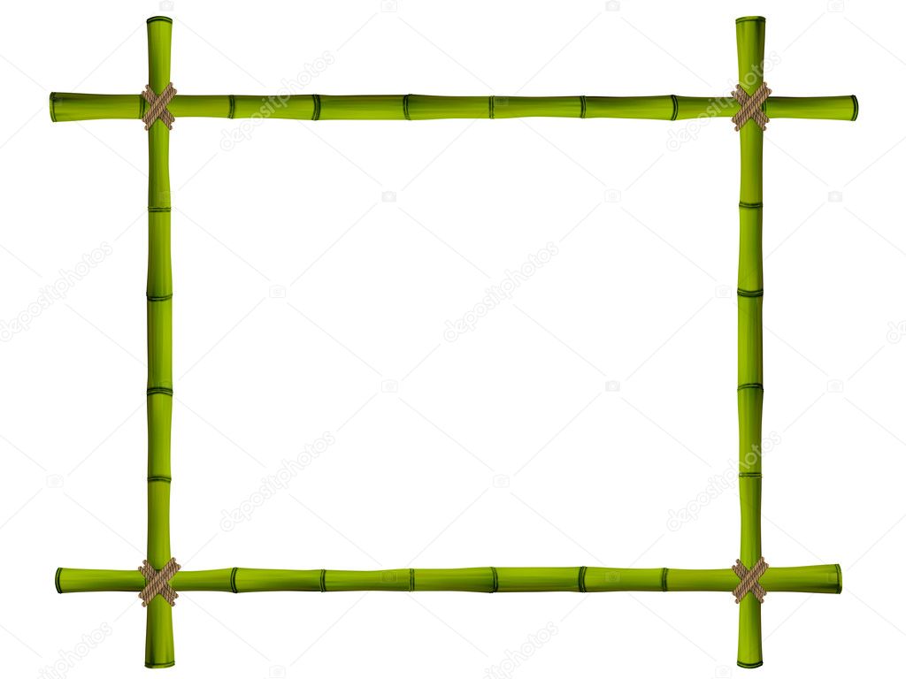 Wooden frame of old bamboo sticks. Vector illustration