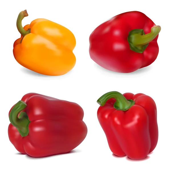 Photo-realistic vector. Set of Sweet Peppers — Stock Vector