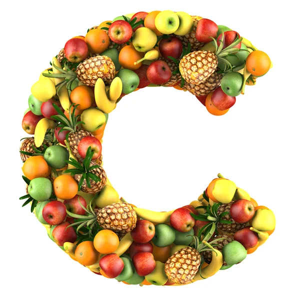 Písmeno - c vyrobené z ovoce. — Stock fotografie