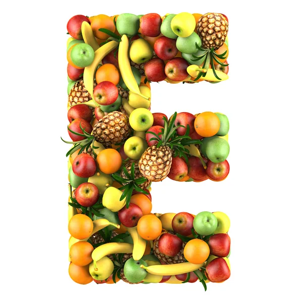 Letter - E made of fruits — Stock Photo, Image